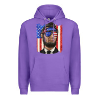 Purple American flag with lincoln Premium Hoodie - texasbilliewilder