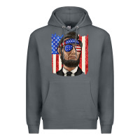 Rock American flag with lincoln Premium Hoodie - texasbilliewilder