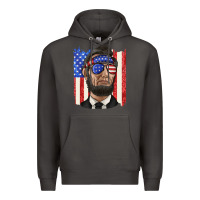 Smoke American flag with lincoln Premium Hoodie - texasbilliewilder