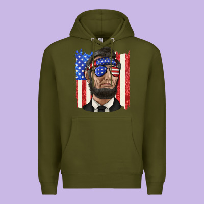 American Flag With Lincoln Premium Hoodie Designed By Texasbilliewilder