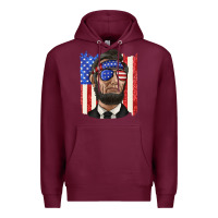 Burgundy American flag with lincoln Premium Hoodie - texasbilliewilder