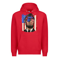 Red American flag with lincoln Premium Hoodie - texasbilliewilder