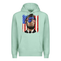 Seafoam American flag with lincoln Premium Hoodie - texasbilliewilder