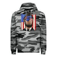 Slate Camo American flag with lincoln Premium Hoodie - texasbilliewilder