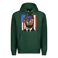 Sports Green American flag with lincoln Premium Hoodie - texasbilliewilder