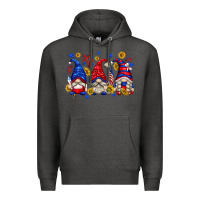 Charcoal Heather American gnomes with sunflowers Premium Hoodie - texasbilliewilder