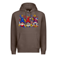 Coffee American gnomes with sunflowers Premium Hoodie - texasbilliewilder