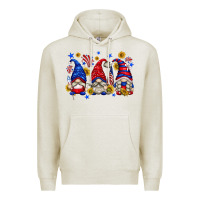 Oatmeal Heather American gnomes with sunflowers Premium Hoodie - texasbilliewilder