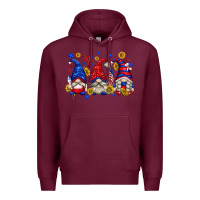 Burgundy American gnomes with sunflowers Premium Hoodie - texasbilliewilder