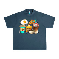Midnight Navy Breakfast Coffee Cups Urban Heavy Tee - Artiststas