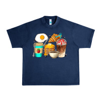 Navy Breakfast Coffee Cups Urban Heavy Tee - Artiststas