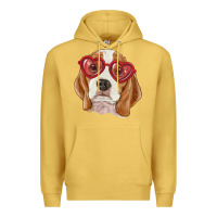 Antique Gold beagle with love glasses Premium Hoodie - RanaPortraitStore