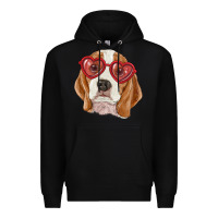 Black beagle with love glasses Premium Hoodie - RanaPortraitStore