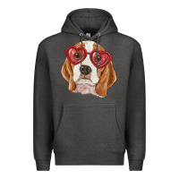 Charcoal Heather beagle with love glasses Premium Hoodie - RanaPortraitStore