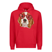 Red beagle with love glasses Premium Hoodie - RanaPortraitStore