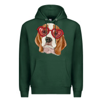Sports Green beagle with love glasses Premium Hoodie - RanaPortraitStore