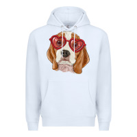 White beagle with love glasses Premium Hoodie - RanaPortraitStore