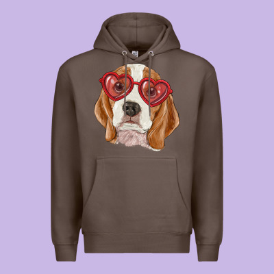 Beagle With Love Glasses Premium Hoodie Designed By Ranaportraitstore