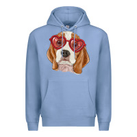 Colony Blue beagle with love glasses Premium Hoodie - RanaPortraitStore