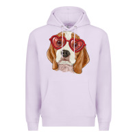 Lilac beagle with love glasses Premium Hoodie - RanaPortraitStore