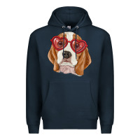 Navy beagle with love glasses Premium Hoodie - RanaPortraitStore