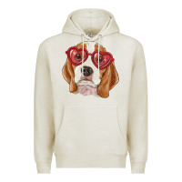 Oatmeal Heather beagle with love glasses Premium Hoodie - RanaPortraitStore