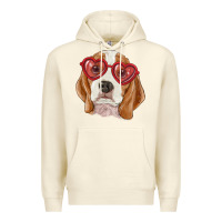 Sandshell beagle with love glasses Premium Hoodie - RanaPortraitStore