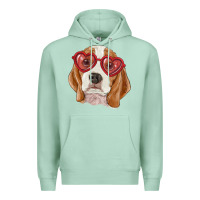 Seafoam beagle with love glasses Premium Hoodie - RanaPortraitStore