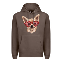 Coffee chihuahua dog with love glasses Premium Hoodie - RanaPortraitStore