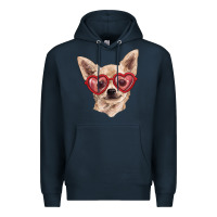 Navy chihuahua dog with love glasses Premium Hoodie - RanaPortraitStore