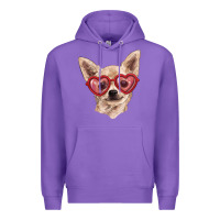 Purple chihuahua dog with love glasses Premium Hoodie - RanaPortraitStore
