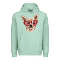 Seafoam chihuahua dog with love glasses Premium Hoodie - RanaPortraitStore