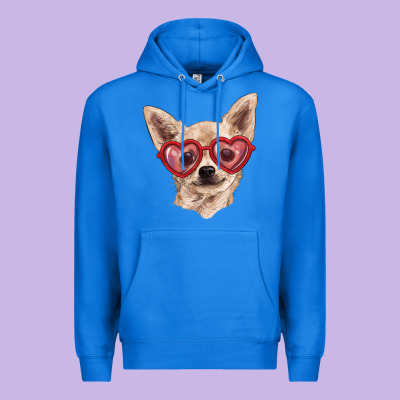 Chihuahua Dog With Love Glasses Premium Hoodie Designed By Ranaportraitstore