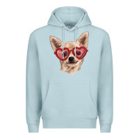 Blue Mist chihuahua dog with love glasses Premium Hoodie - RanaPortraitStore