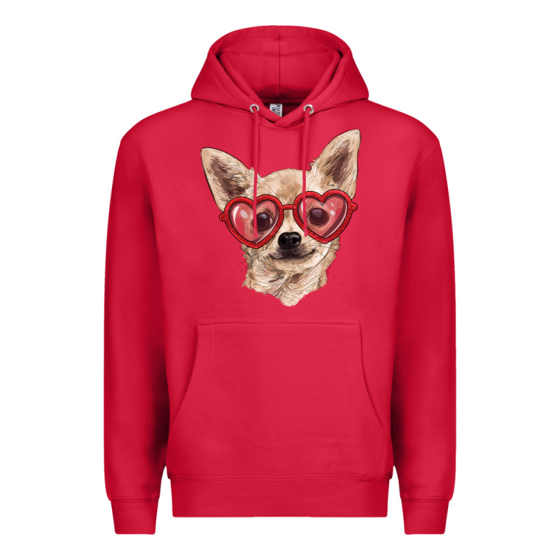 Chihuahua Dog With Love Glasses Premium Hoodie by RanaPortraitStore | Teevron