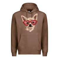 Chestnut chihuahua dog with love glasses Premium Hoodie - RanaPortraitStore