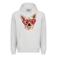 Dove Grey chihuahua dog with love glasses Premium Hoodie - RanaPortraitStore