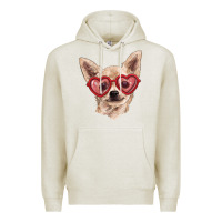 Oatmeal Heather chihuahua dog with love glasses Premium Hoodie - RanaPortraitStore