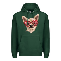 Sports Green chihuahua dog with love glasses Premium Hoodie - RanaPortraitStore