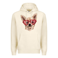Tofu chihuahua dog with love glasses Premium Hoodie - RanaPortraitStore