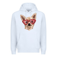 White chihuahua dog with love glasses Premium Hoodie - RanaPortraitStore