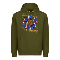 Army Green American honey with bee Premium Hoodie - texasbilliewilder