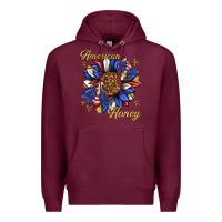 Burgundy American honey with bee Premium Hoodie - texasbilliewilder