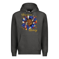 Charcoal Heather American honey with bee Premium Hoodie - texasbilliewilder