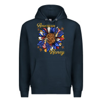 Navy American honey with bee Premium Hoodie - texasbilliewilder