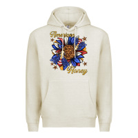 Oatmeal Heather American honey with bee Premium Hoodie - texasbilliewilder