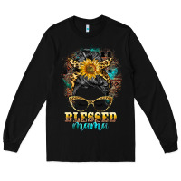 Black blessed mama messy bun Long Sleeve Tee - BarkalooDesign