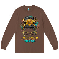 Chestnut blessed mama messy bun Long Sleeve Tee - BarkalooDesign