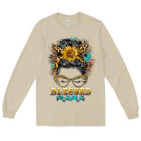 Mushroom blessed mama messy bun Long Sleeve Tee - BarkalooDesign