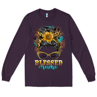 Plum blessed mama messy bun Long Sleeve Tee - BarkalooDesign